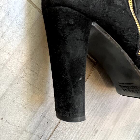 Stuart Weitzman Black Suede Leather OTK Over The Knee High Boot Gold Zipper 7.5 - Picture 3 of 14